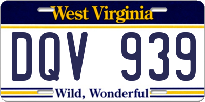 WV license plate DQV939
