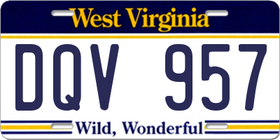 WV license plate DQV957