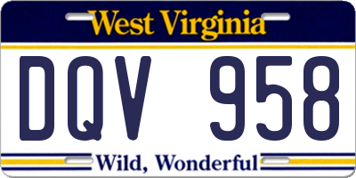 WV license plate DQV958