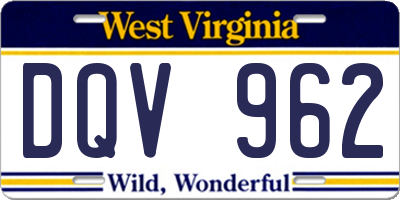 WV license plate DQV962