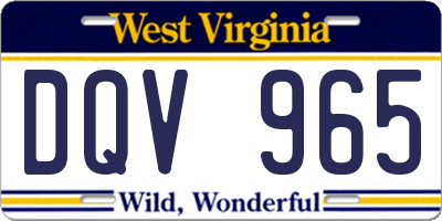 WV license plate DQV965