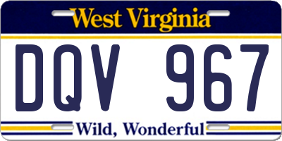 WV license plate DQV967