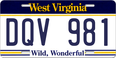 WV license plate DQV981