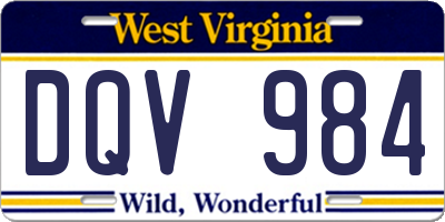 WV license plate DQV984