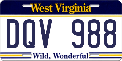 WV license plate DQV988