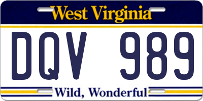 WV license plate DQV989