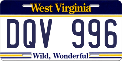 WV license plate DQV996