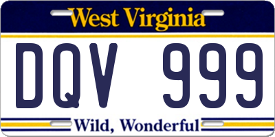 WV license plate DQV999