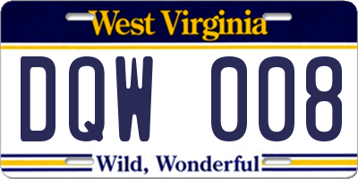 WV license plate DQW008