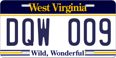 WV license plate DQW009