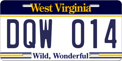 WV license plate DQW014