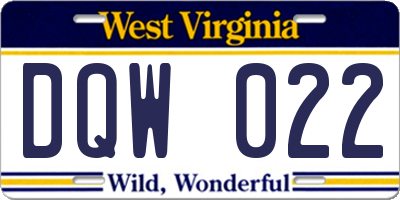 WV license plate DQW022