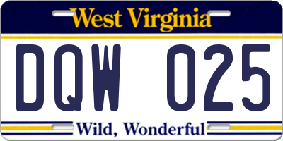 WV license plate DQW025