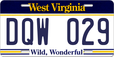 WV license plate DQW029