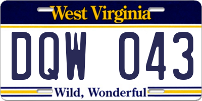 WV license plate DQW043