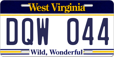 WV license plate DQW044