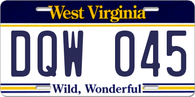 WV license plate DQW045