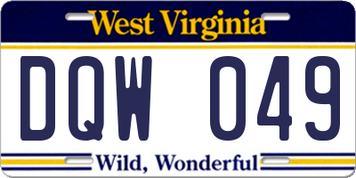 WV license plate DQW049