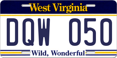 WV license plate DQW050