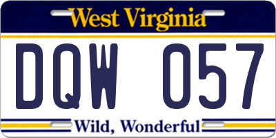 WV license plate DQW057