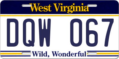 WV license plate DQW067