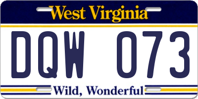WV license plate DQW073