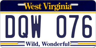 WV license plate DQW076