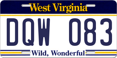WV license plate DQW083