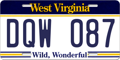 WV license plate DQW087
