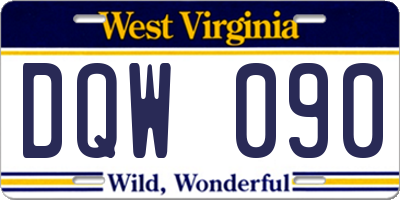WV license plate DQW090