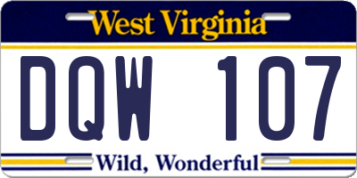 WV license plate DQW107