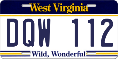 WV license plate DQW112