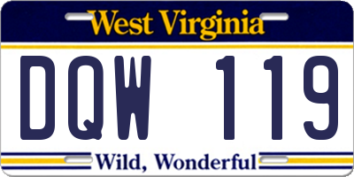 WV license plate DQW119