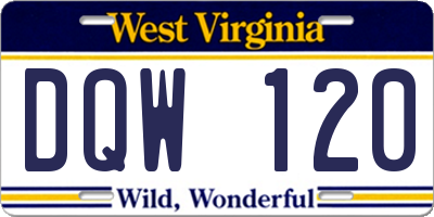 WV license plate DQW120