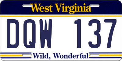 WV license plate DQW137