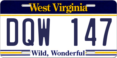 WV license plate DQW147
