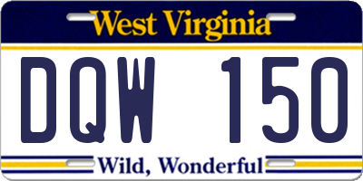 WV license plate DQW150