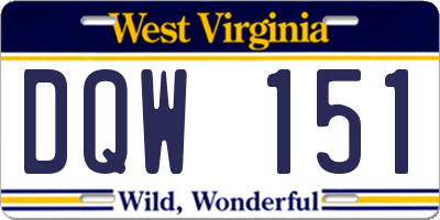 WV license plate DQW151
