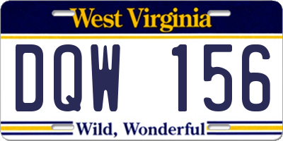 WV license plate DQW156