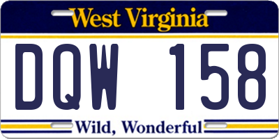 WV license plate DQW158