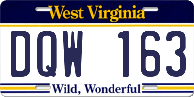 WV license plate DQW163