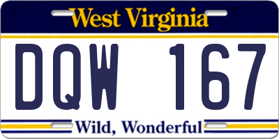 WV license plate DQW167