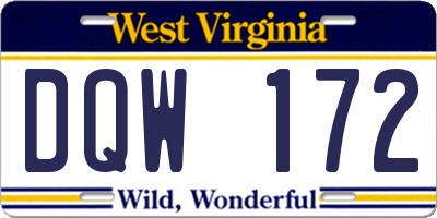 WV license plate DQW172