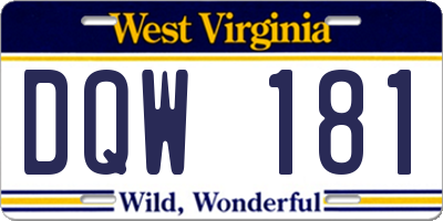 WV license plate DQW181