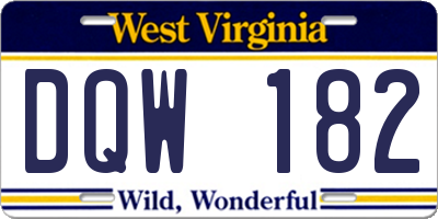 WV license plate DQW182