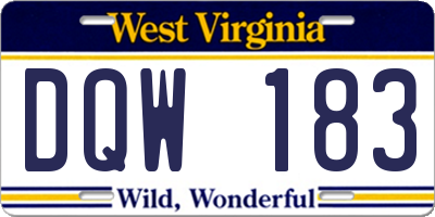 WV license plate DQW183