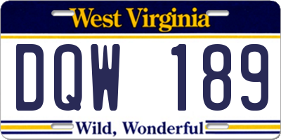 WV license plate DQW189