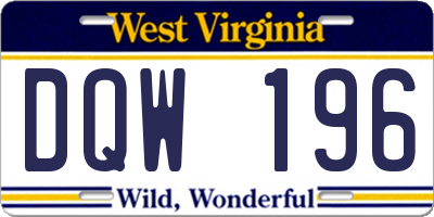 WV license plate DQW196