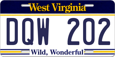 WV license plate DQW202