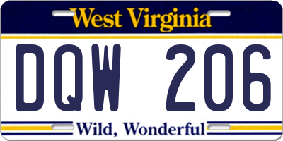 WV license plate DQW206